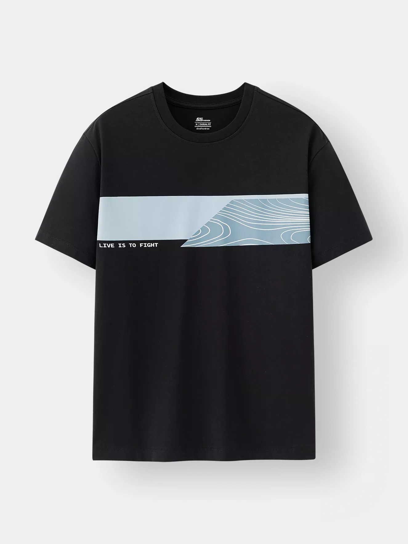 Áo Thun Nam Ngắn Tay 5S Fashion In Graphic Phom Casual ATS25028