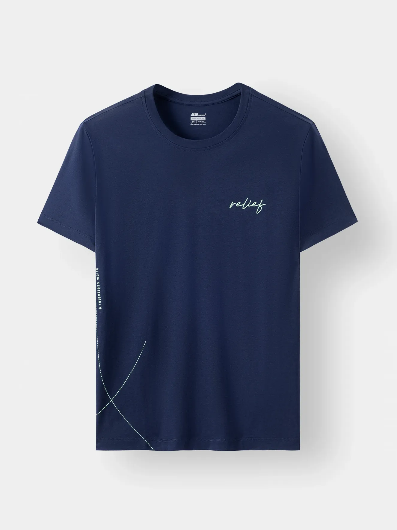 Áo Thun Nam Ngắn Tay 5S Fashion Slimfit In Chữ TSO23029