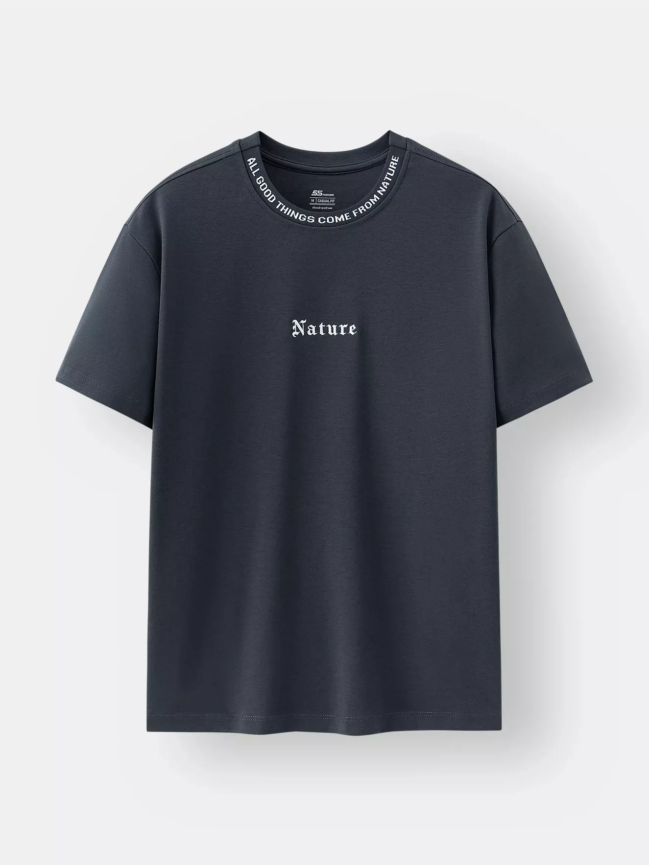 Áo Thun Nam Ngắn Tay 5S Fashion Cotton Thêu Chữ ATS25044