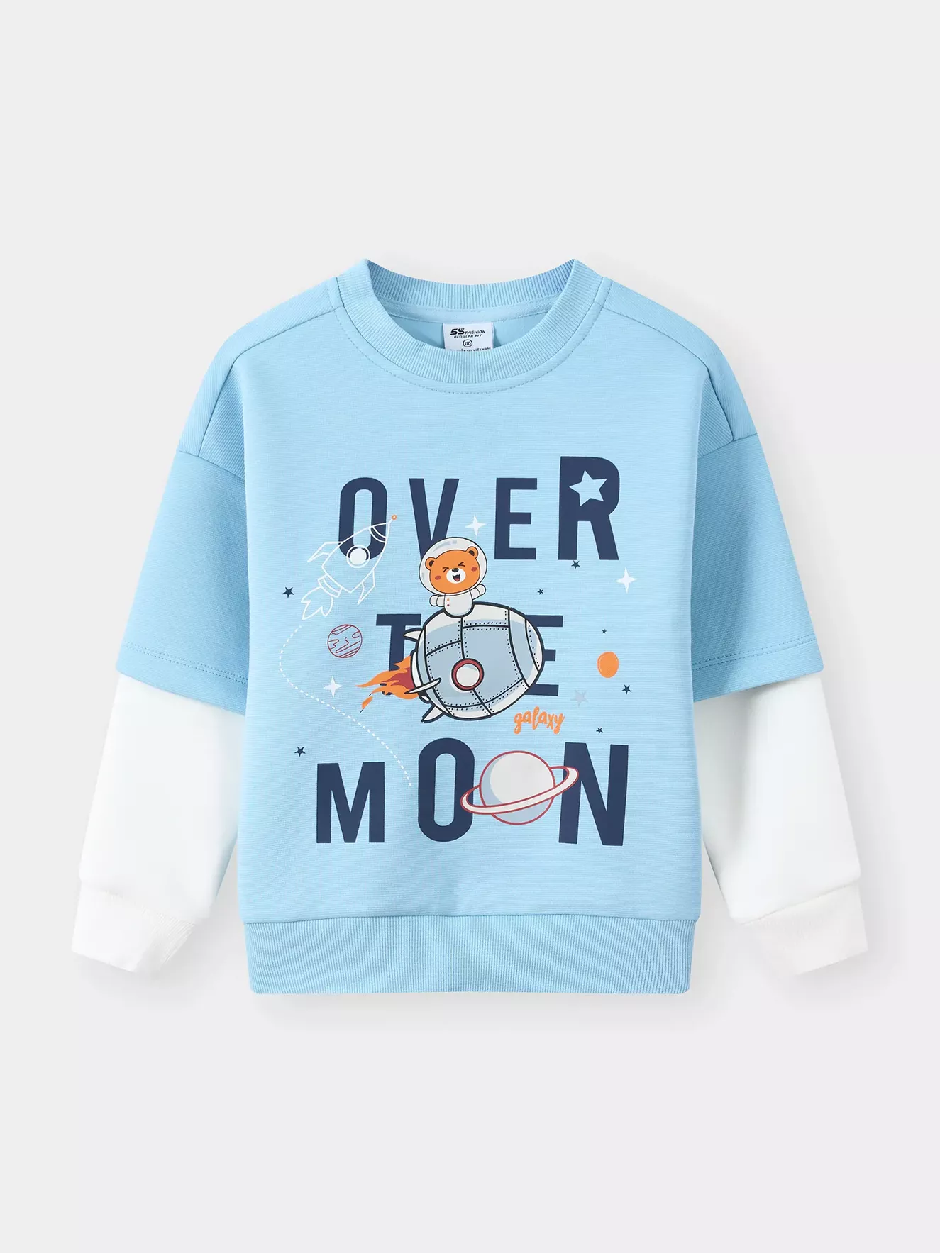 Áo Nỉ Bé Trai 5S Fashion In Nổi Bật Tay Layer Phom Regular BBANI25006