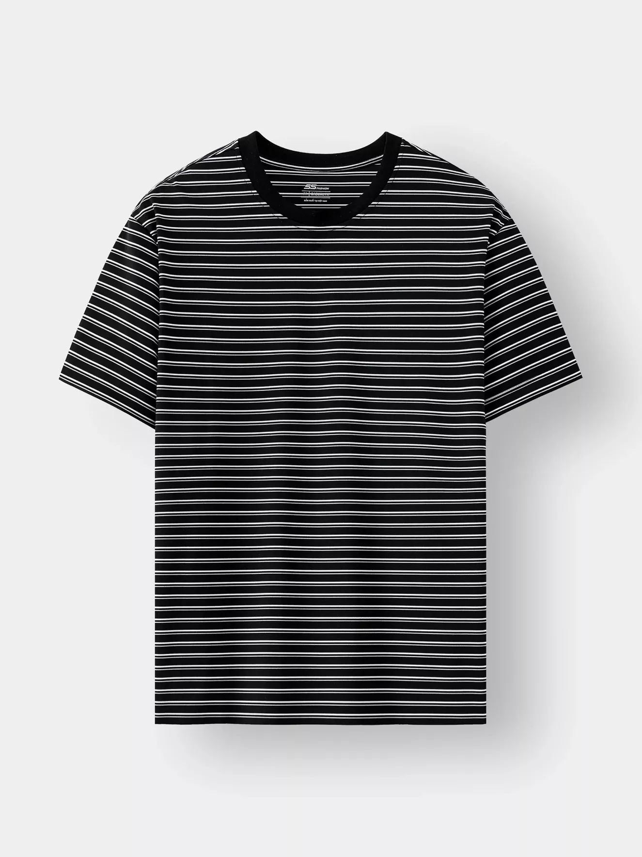 Áo Thun Nam Ngắn Tay 5S Fashion Dệt Kẻ Casual Fit ATS24001