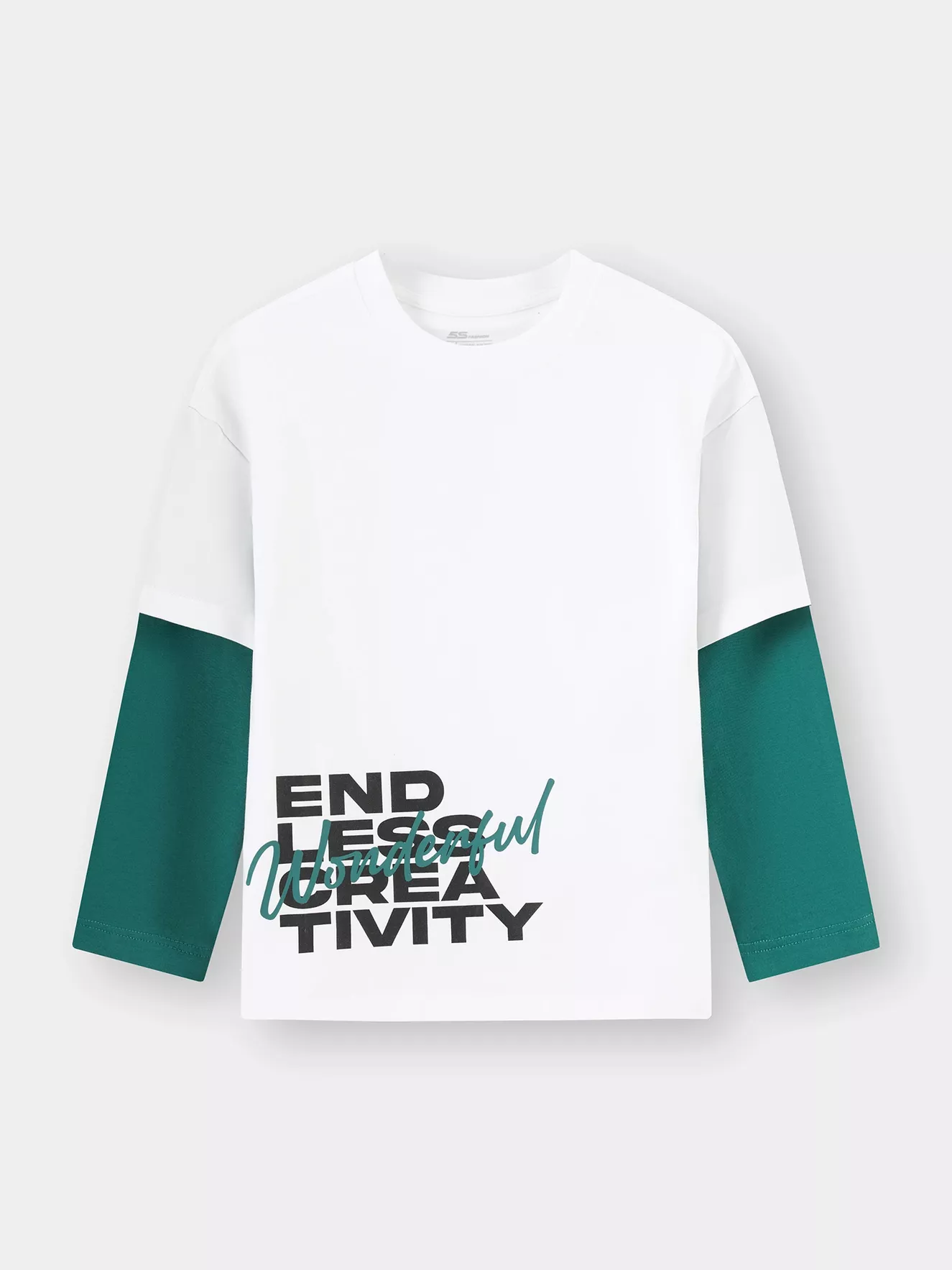 Áo Thun Bé Trai 5S Fashion Tay Phối Layer Phom Slimfit B0ATH25001