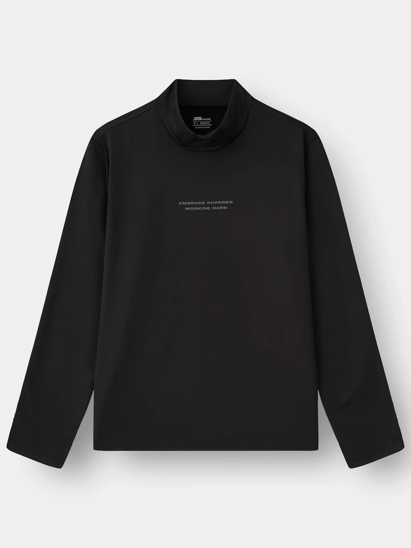 Áo Giữ Nhiệt Nam 5S Fashion Cổ Cao In Chữ Phom Slimfit M0AGN25001