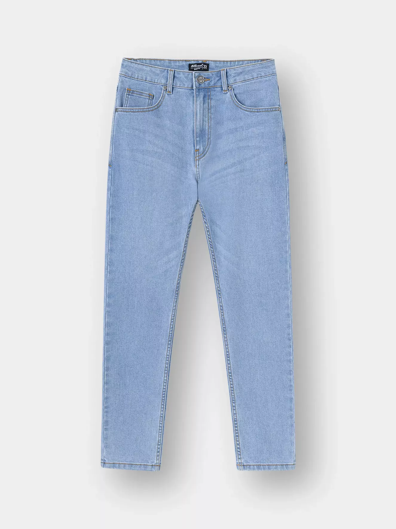 Quần Jean Nam 5S Fashion Màu Xanh Nhạt Cotton Slimfit QBD23020