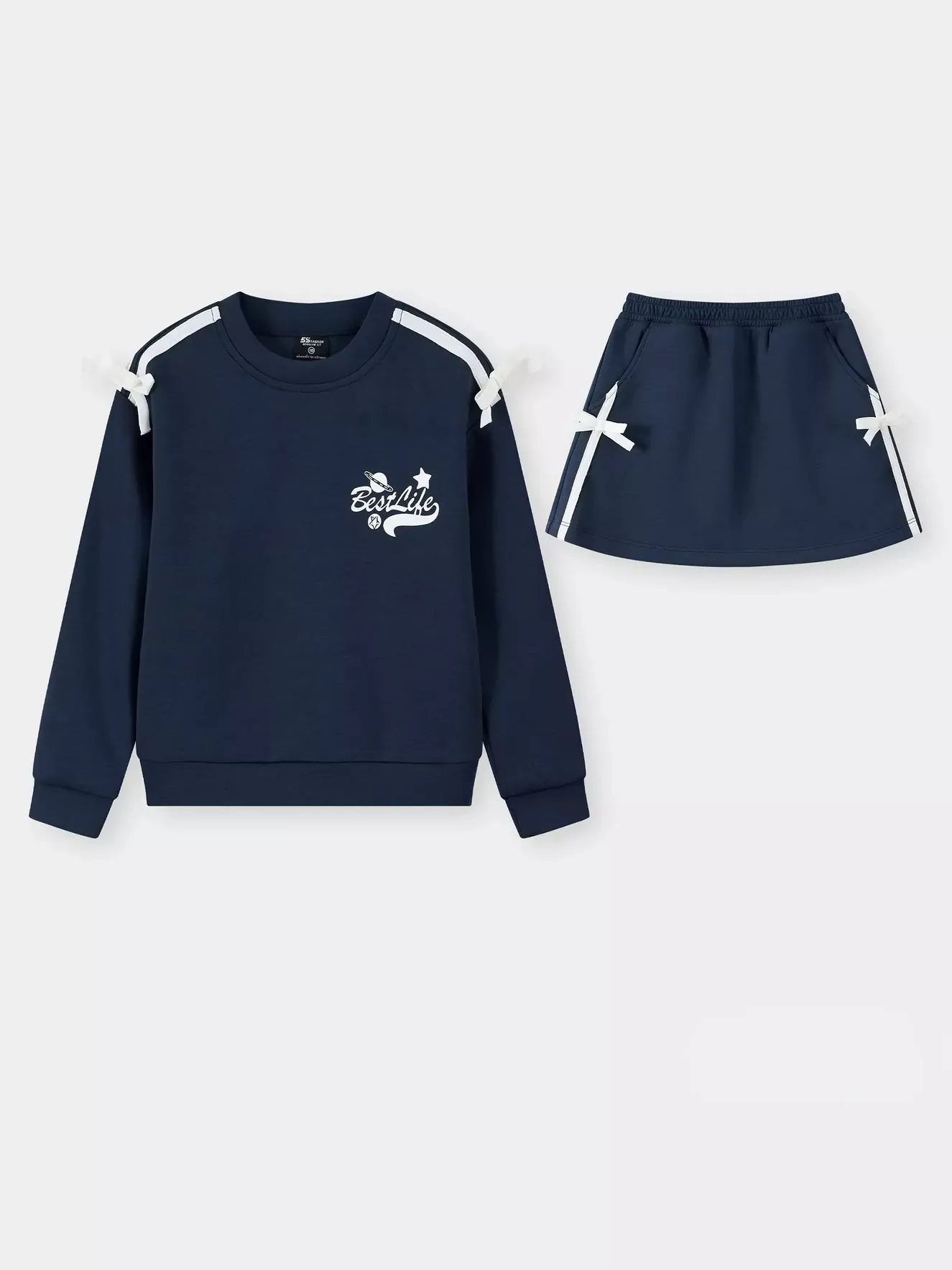 Set Bộ Nỉ Chân Váy Bé Gái 5S Fashion Phối Nơ Dễ Thương GBNCV25001