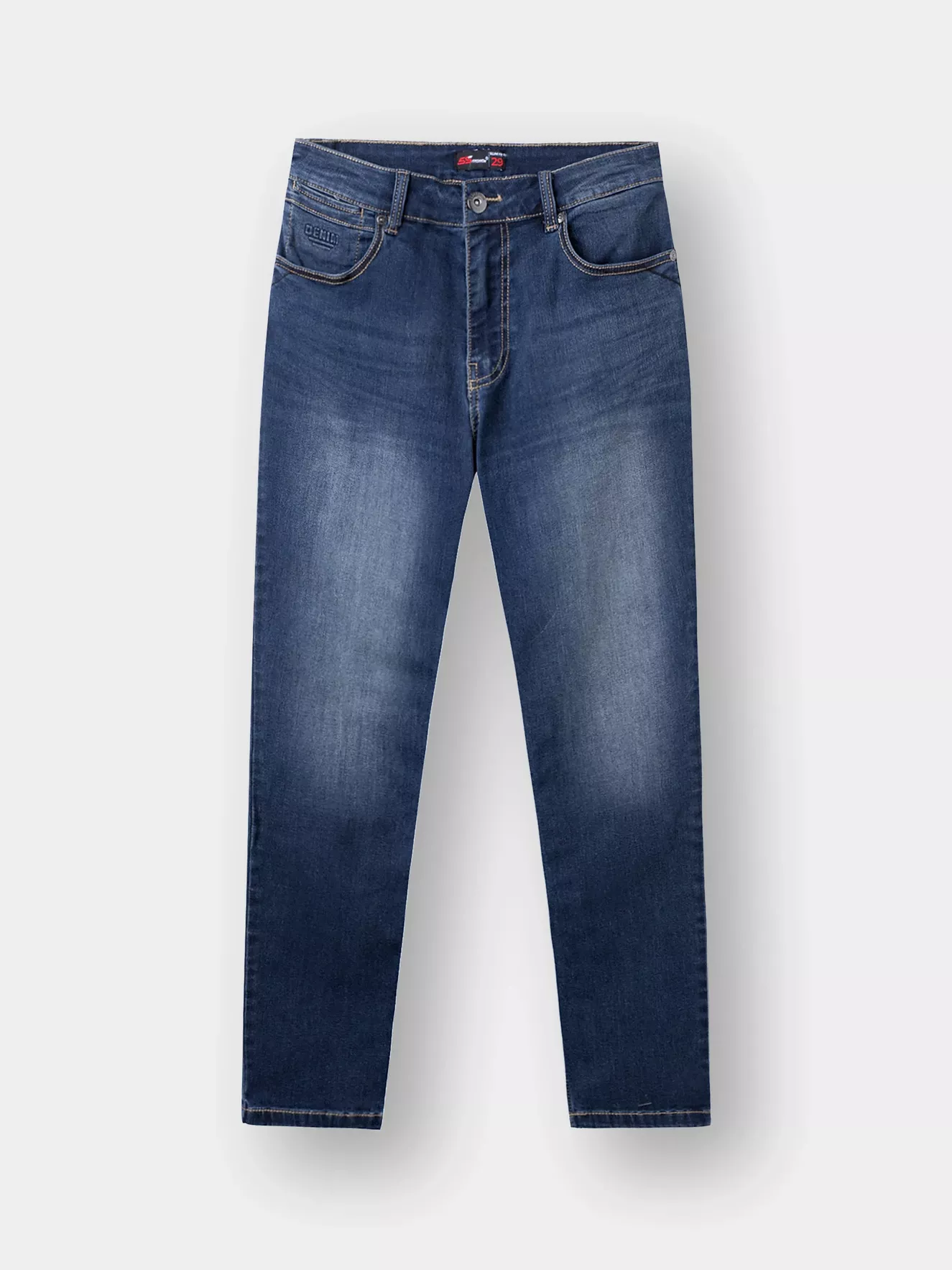 Quần Jean Nam Trơn 5S Fashion Vải Recycled Phom Slimfit QBD23003