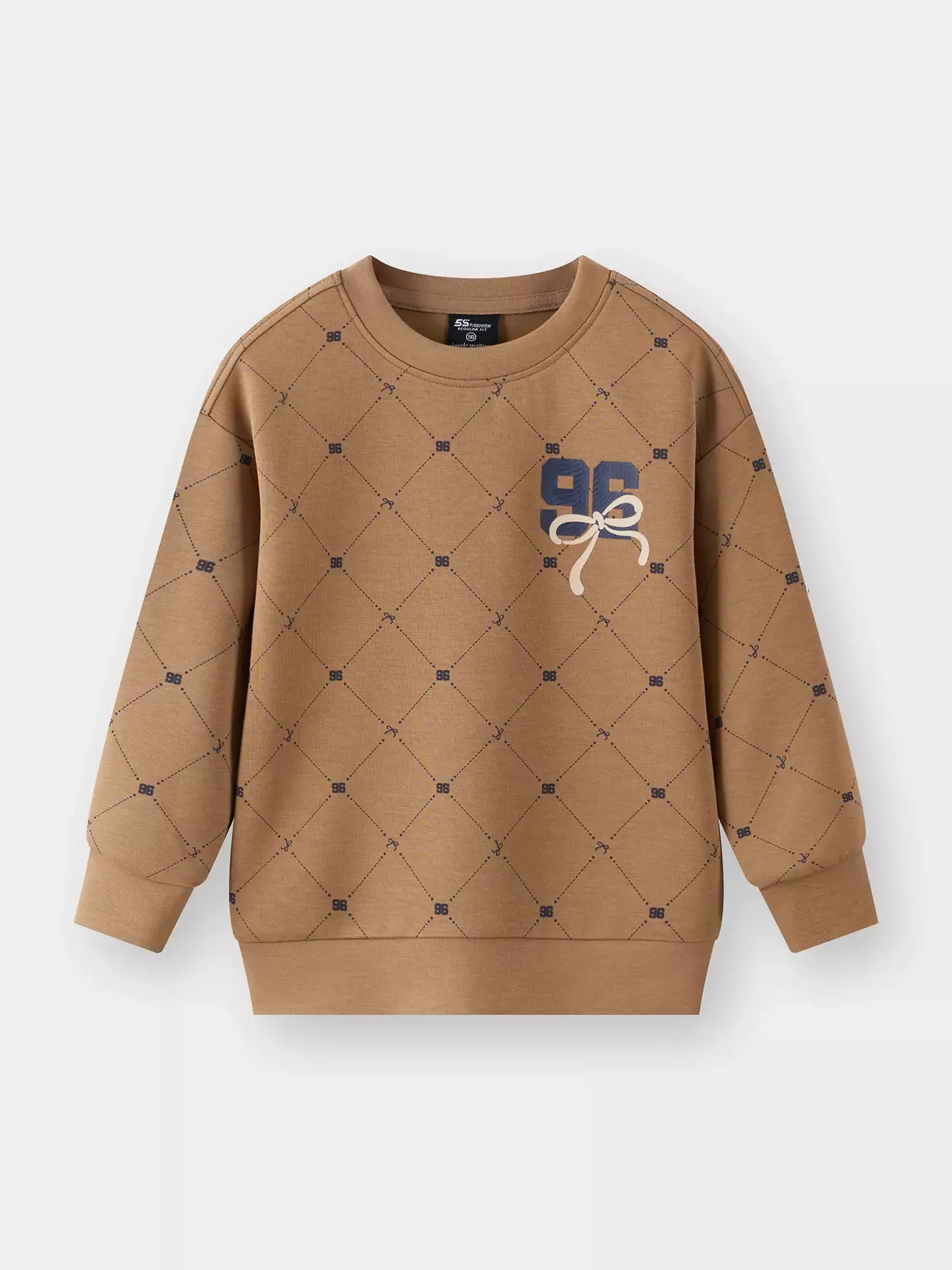 Áo Nỉ Bé Gái 5S Fashion Họa Tiết Monogram Phom Regular GBANI25004