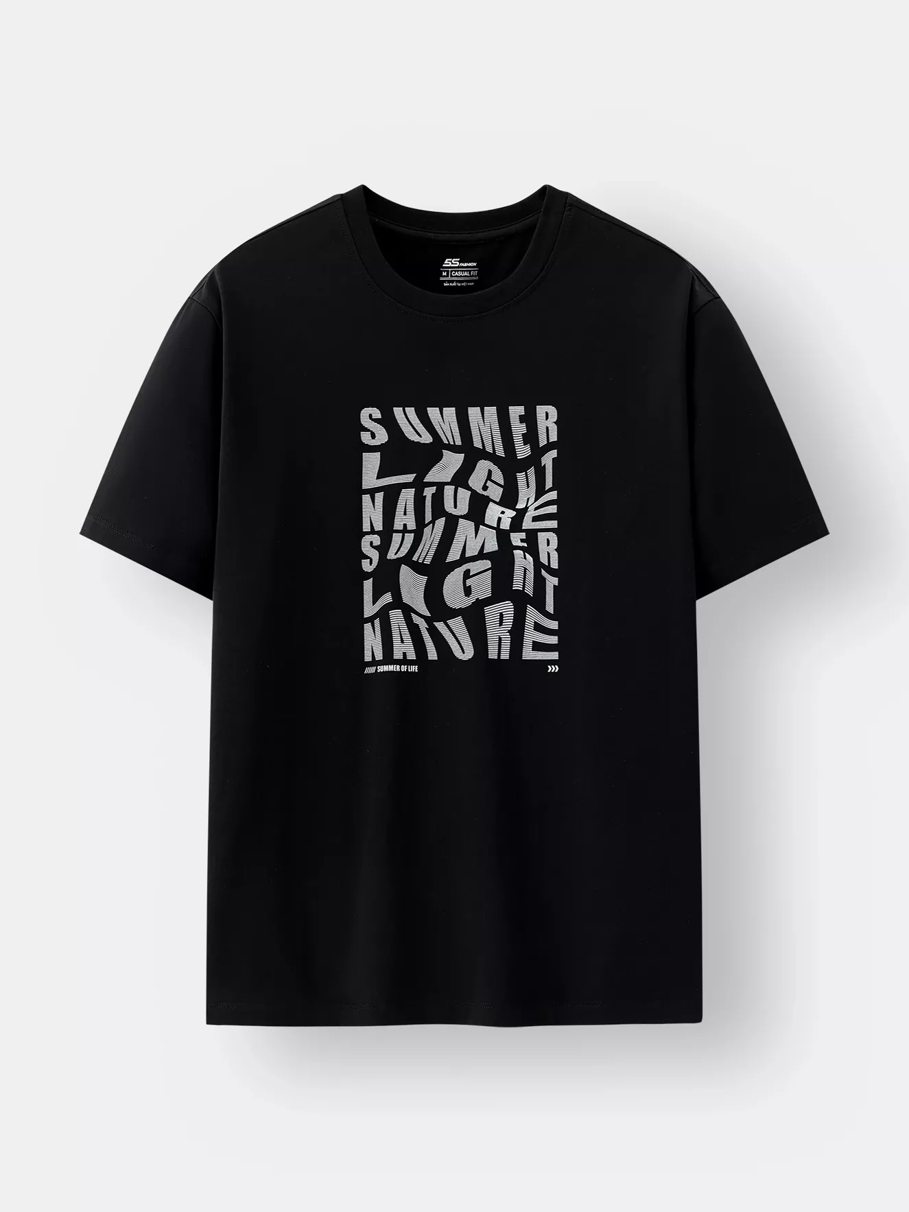 Áo Thun Nam Cotton 5S Fashion In Chữ Phong Cách Phom Casual ATS25042