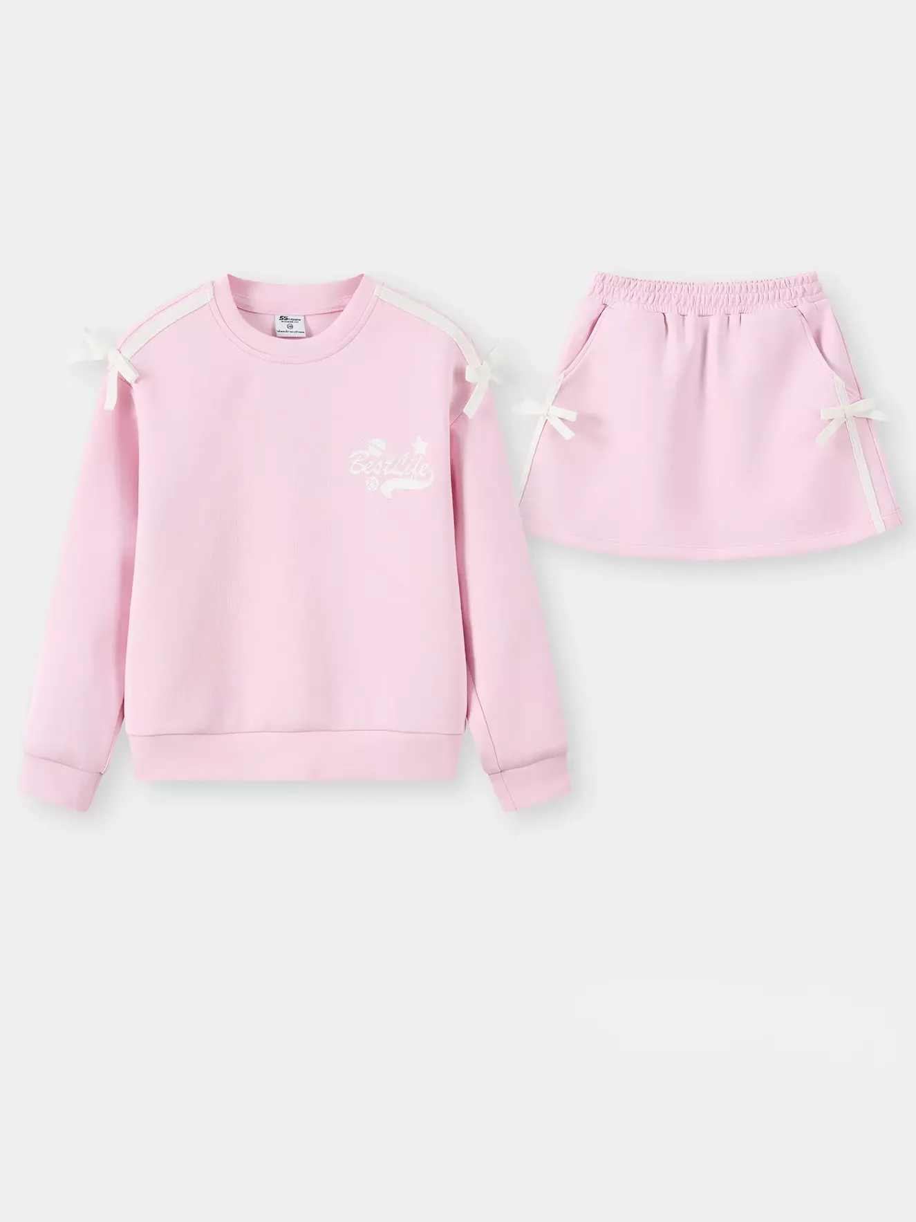 Set Bộ Nỉ Chân Váy Bé Gái 5S Fashion Phối Nơ Dễ Thương GBNCV25001