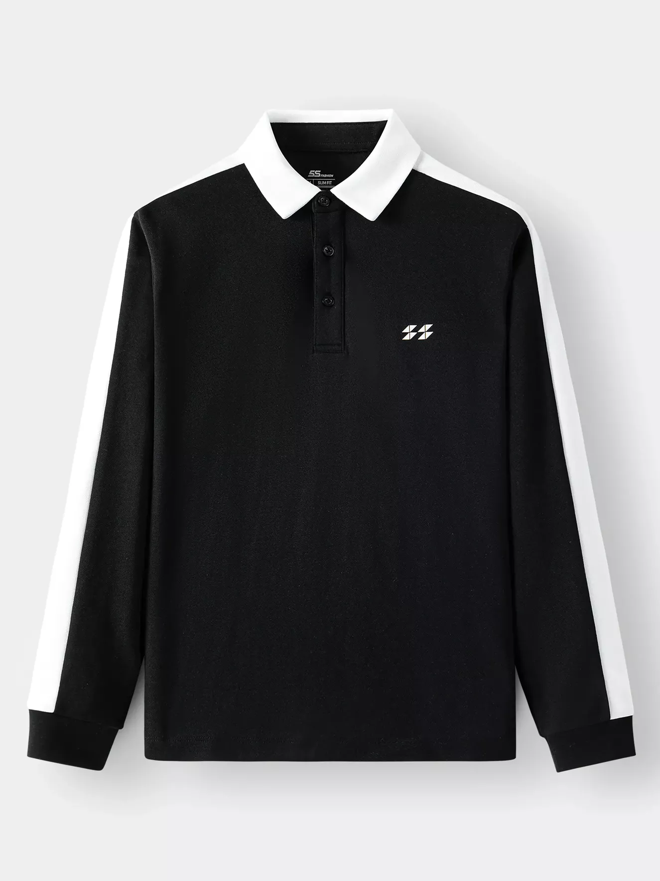 Áo Polo Nam Cotton Dài Tay Can Phối 5S Fashion Phom Slimfit APD24002