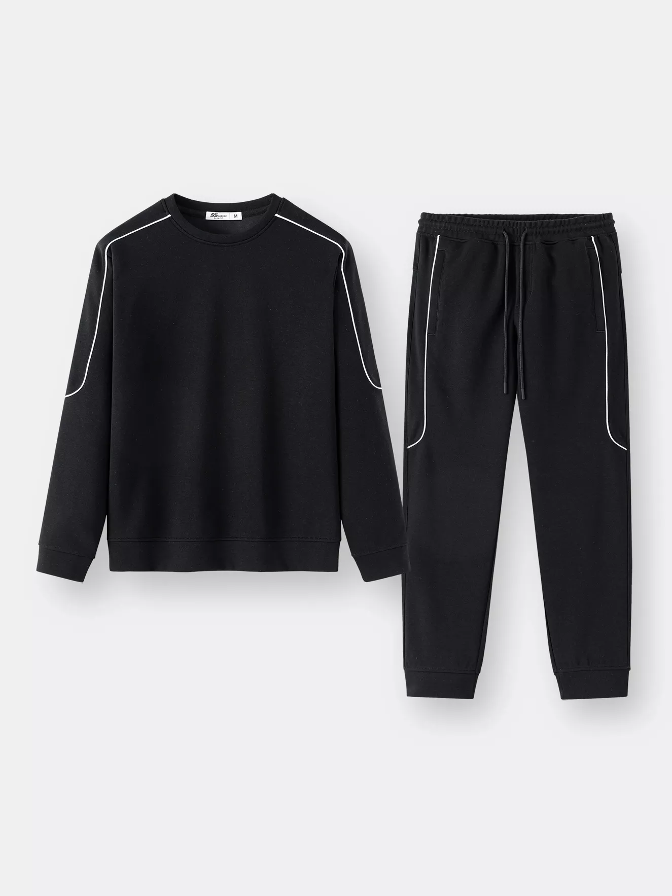 Bộ Nỉ Nam Cổ Tròn 5S Fashion Phối Line Khỏe Khoắn Slimfit BNI24020