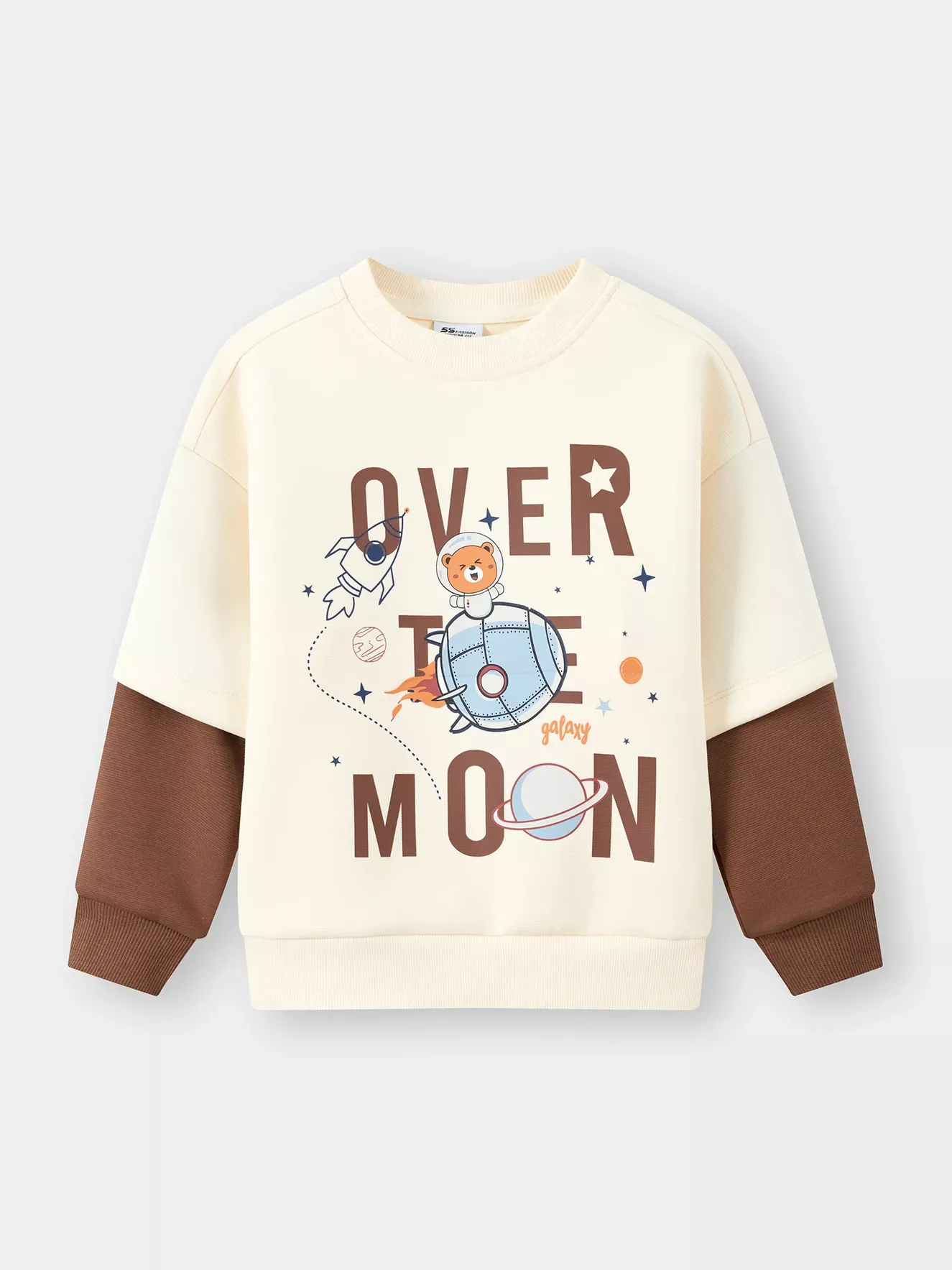 Áo Nỉ Bé Trai 5S Fashion In Nổi Bật Tay Layer Phom Regular BBANI25006