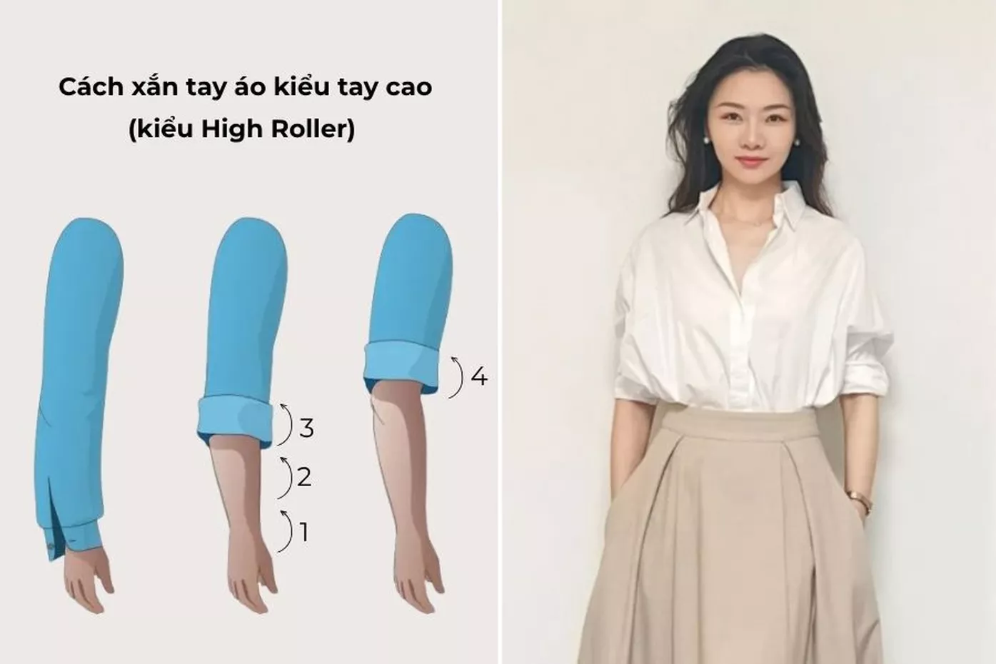Lưu ngay cách xắn tay áo sơ mi nữ vừa thanh lịch, vừa trendy cho chị em