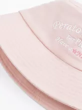 Mũ Bucket Nữ PERATO Thêu Chữ Màu Pastel Thời Trang L0MUS5W007