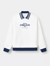 Áo Polo Dài Tay Nữ PERATO Phối Cổ Phom Loose L0PDW5W007