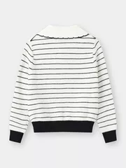 Áo Len Bé Gái 5S Fashion Cổ Bẻ Phối Kẻ Ngang G0ALE25003