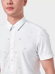 Áo Sơ Mi Nam Ngắn Tay 5S Fashion Họa Tiết ASC24070