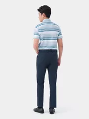 Áo Sơ Mi Nam Ngắn Tay 5S Fashion Xanh Cổ Vịt Kẻ ASC24069