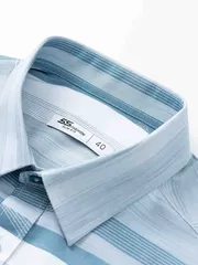 Áo Sơ Mi Nam Ngắn Tay 5S Fashion Xanh Cổ Vịt Kẻ ASC24069