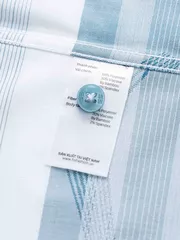 Áo Sơ Mi Nam Ngắn Tay 5S Fashion Xanh Cổ Vịt Kẻ ASC24069