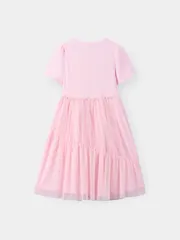 Váy Liền Tay Ngắn Bé Gái 5S Fashion Phối Lưới Phom Regular G0VAY26008