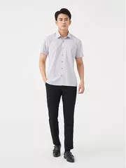 Áo Sơ Mi Nam Ngắn Tay 5S Fashion Ghi Kẻ Có Túi ASC24030