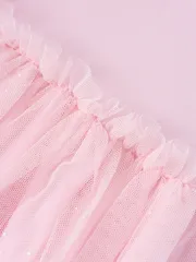 Váy Liền Tay Ngắn Bé Gái 5S Fashion Phối Lưới Phom Regular G0VAY26008