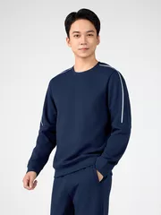 Áo Nỉ Nam Cổ Tròn In Line Phối Chữ 5S Fashion Slimfit BANI24017