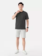 Áo Thun Nam Ngắn Tay 5S Fashion Dệt Kẻ Casual Fit ATS24001