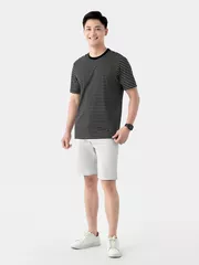 Áo Thun Nam Ngắn Tay 5S Fashion Dệt Kẻ Casual Fit ATS24001