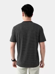 Áo Thun Nam Ngắn Tay 5S Fashion Dệt Kẻ Casual Fit ATS24001