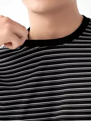 Áo Thun Nam Ngắn Tay 5S Fashion Dệt Kẻ Casual Fit ATS24001