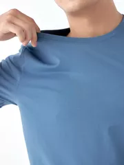 Áo Thun Nam Ngắn Tay 5S Fashion Trơn Basic Slimfit ATS24057