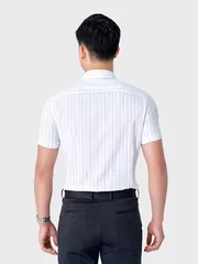 Áo Sơ Mi Nam Ngắn Tay 5S Fashion Trắng Kẻ Dọc ASC24020