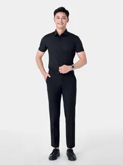 Áo Sơ Mi Nam Ngắn Tay 5S Fashion Màu Đen ASC24006