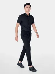 Áo Sơ Mi Nam Ngắn Tay 5S Fashion Màu Đen ASC24006