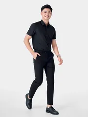 Áo Sơ Mi Nam Ngắn Tay 5S Fashion Màu Đen ASC24006