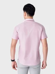 Áo Sơ Mi Nam Ngắn Tay 5S Fashion Màu Hồng Casual ASC24009