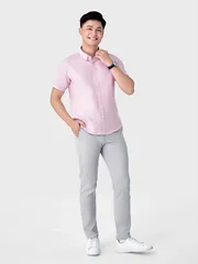 Áo Sơ Mi Nam Ngắn Tay 5S Fashion Màu Hồng Casual ASC24009