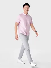 Áo Sơ Mi Nam Ngắn Tay 5S Fashion Màu Hồng Casual ASC24009