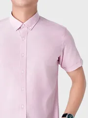 Áo Sơ Mi Nam Ngắn Tay 5S Fashion Màu Hồng Casual ASC24009