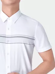 Áo Sơ Mi Nam Ngắn Tay 5S Fashion Kẻ Slimfit ASC24023