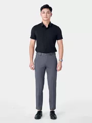 Áo Sơ Mi Nam Ngắn Tay 5S Fashion Màu Đen ASC24045