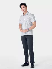 Áo Sơ Mi Nam Ngắn Tay 5S Fashion Trắng Kẻ Ô Có Túi ASC24041