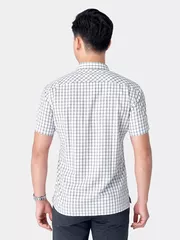 Áo Sơ Mi Nam Ngắn Tay 5S Fashion Trắng Kẻ Ô Có Túi ASC24041