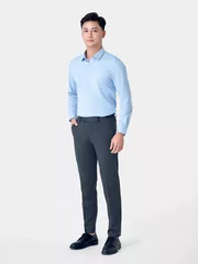 Áo Sơ Mi Nam Dài Tay 5S Fashion Màu Xanh Slimfit ASM24082