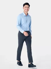Áo Sơ Mi Nam Dài Tay 5S Fashion Màu Xanh Slimfit ASM24082