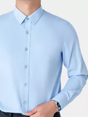 Áo Sơ Mi Nam Dài Tay 5S Fashion Màu Xanh Slimfit ASM24082