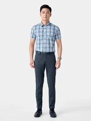 Áo Sơ Mi Nam Ngắn Tay 5S Fashion Kẻ Caro Phom Slimfit ASC24037
