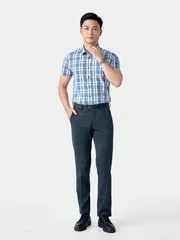 Áo Sơ Mi Nam Ngắn Tay 5S Fashion Kẻ Caro Phom Slimfit ASC24037